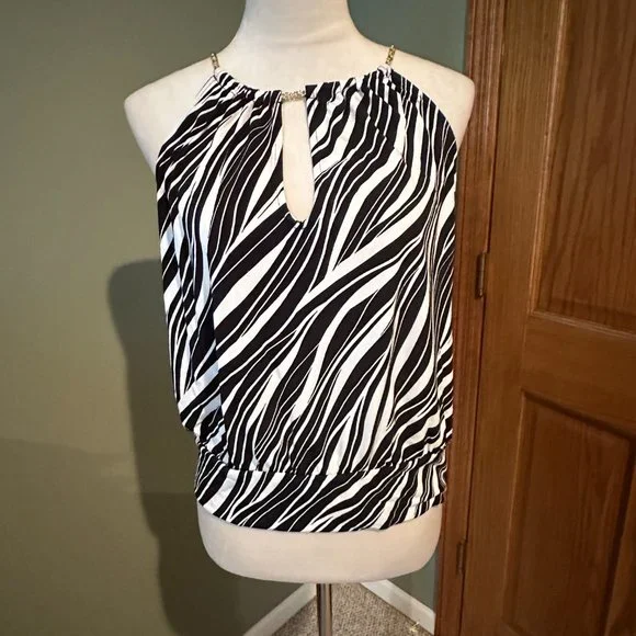 BOLD ELEMENTS WOMENS HALTER NECK SLEEVELESS BLOUSE SIZE L  #562 - Picture 2 of 5